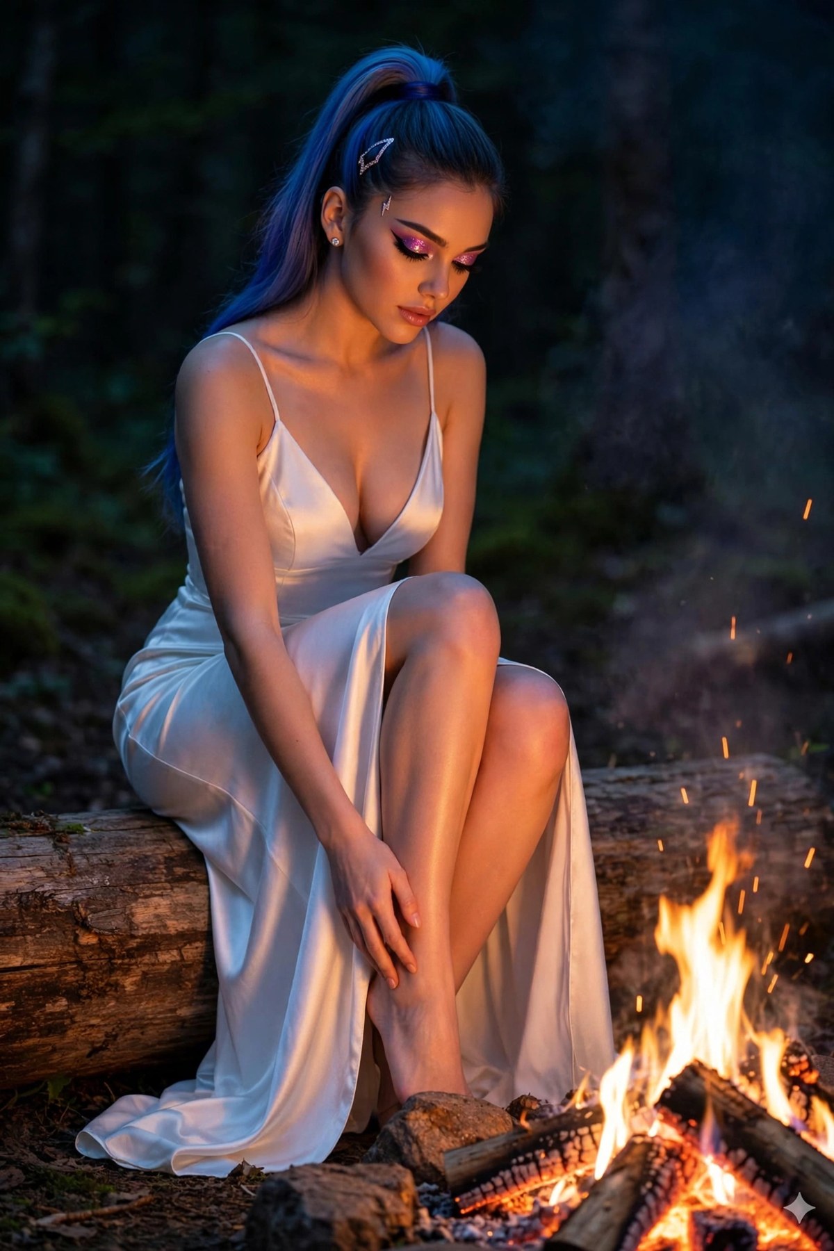 NARIKA, personaggio AI: Accanto al fuoco.